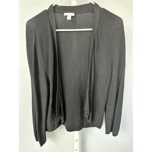 J. Jill Black Open Front Cardigan Sweater Lightweight Tall Size S